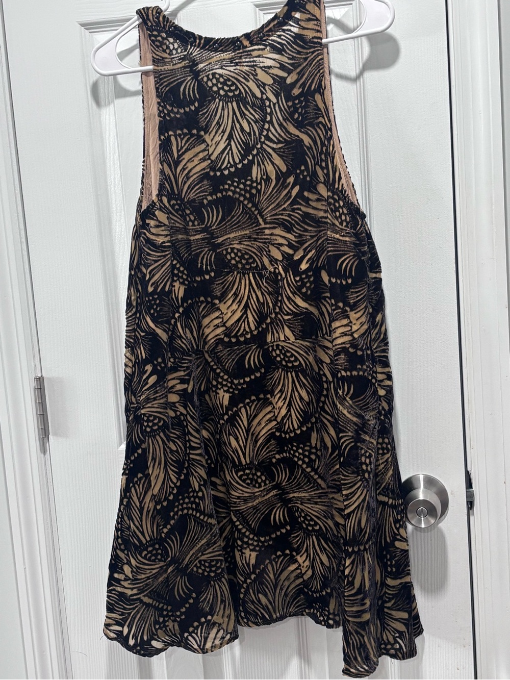 🩷Free People Black and Tan Floral-Print Mini Dress - Picture 4 of 11